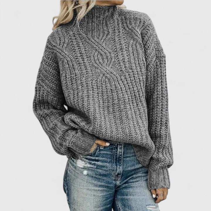 Women's Cable Knit Ugly Christmas Sweater in Grey
