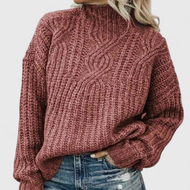 Women's Cable Knit Ugly Christmas Sweater in Pink