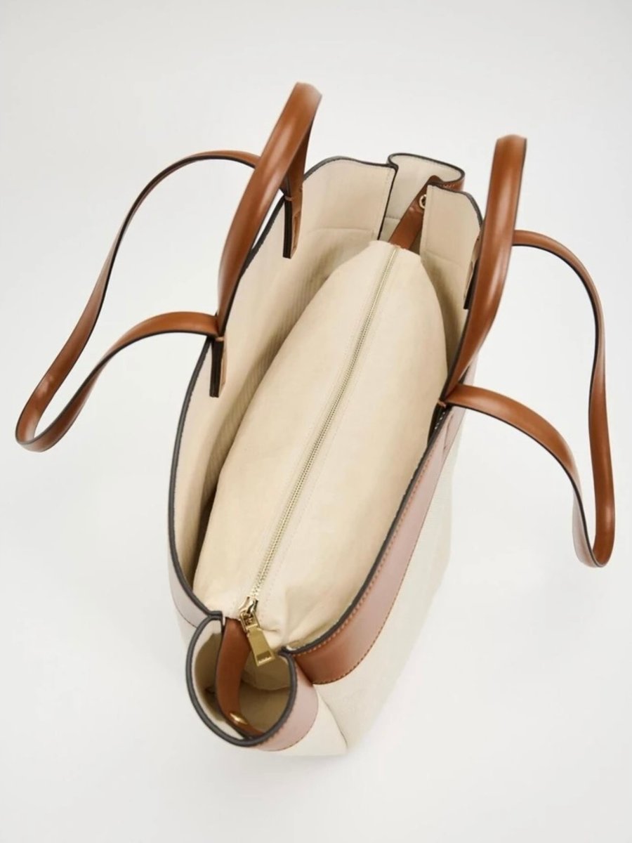 Women's Canvas Tote Bag with Leather Trim (3)