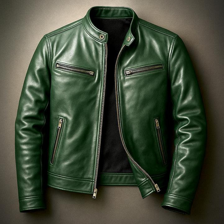Women's Casual Biker Fall Jacket in Tannengrün