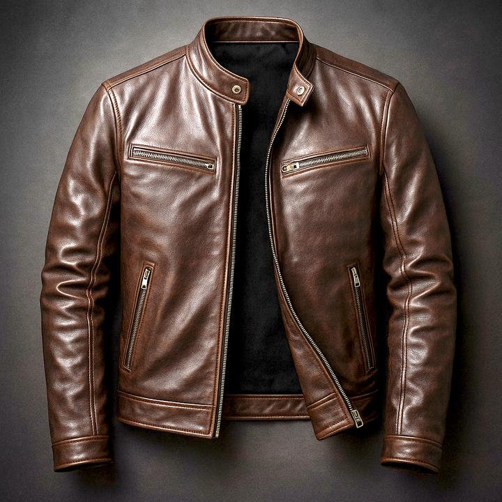 Women's Casual Biker Fall Jacket in Zigarrenbraun