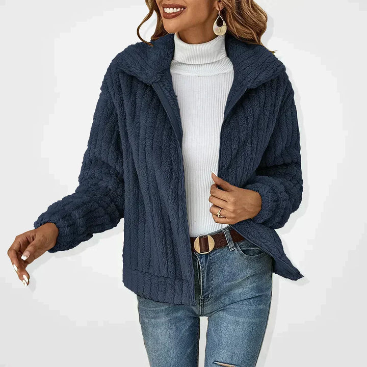 Women's Casual Knit Jacket for Everyday Layering in Navy