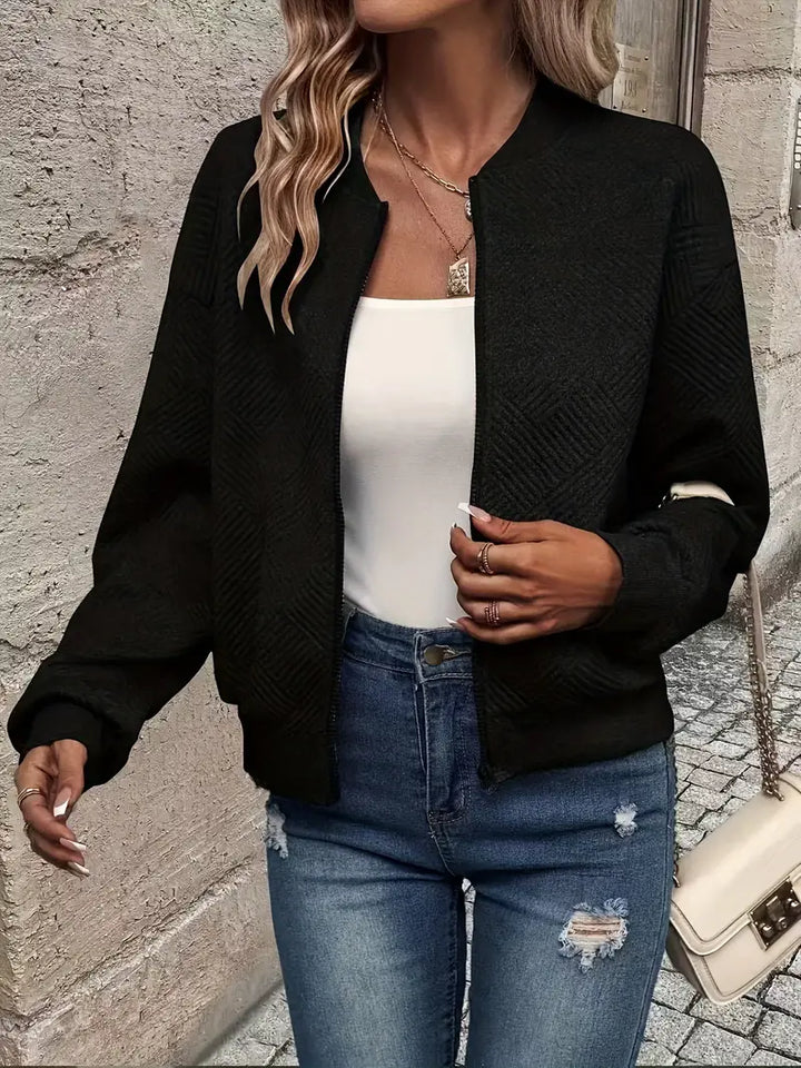 Women's Casual Lightweight Zip Jacket in Black