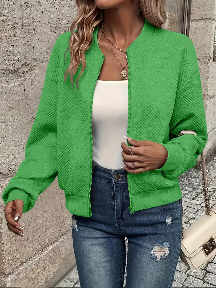 Women's Casual Lightweight Zip Jacket in Green