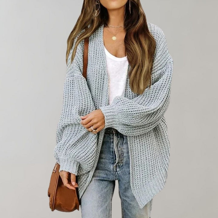 Women's Casual Open-Front Knit Sweater in Grey