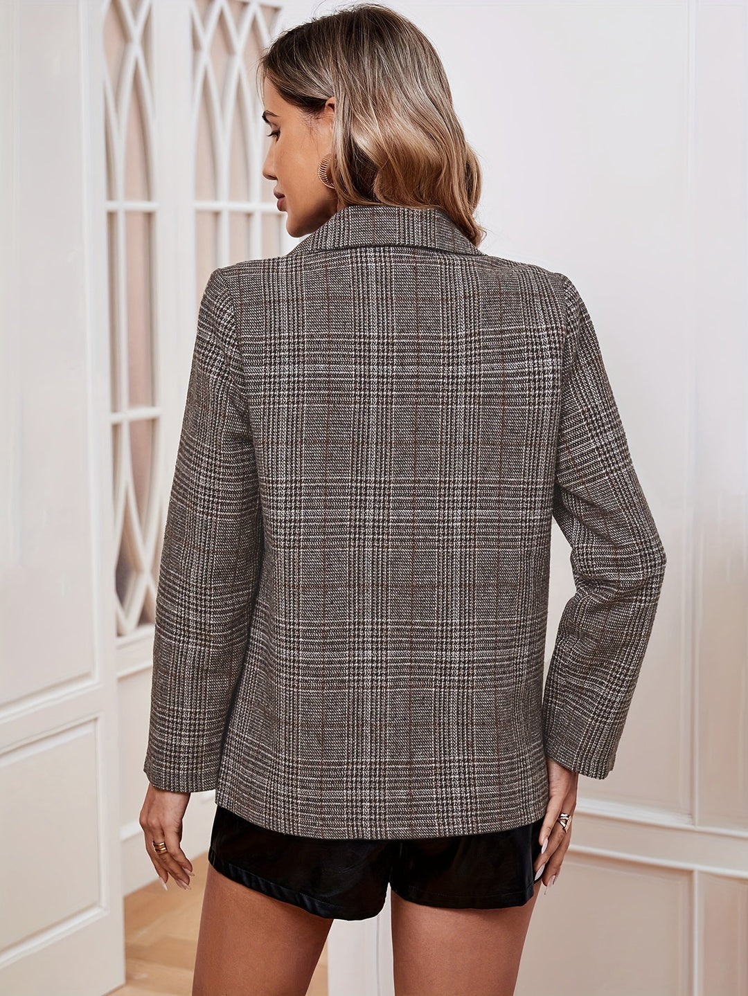 Women's Casual Plaid Long Sleeve Jacket (3)