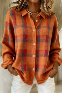 Elizabeth | Women's Checkered Knit Cardigan for Fall