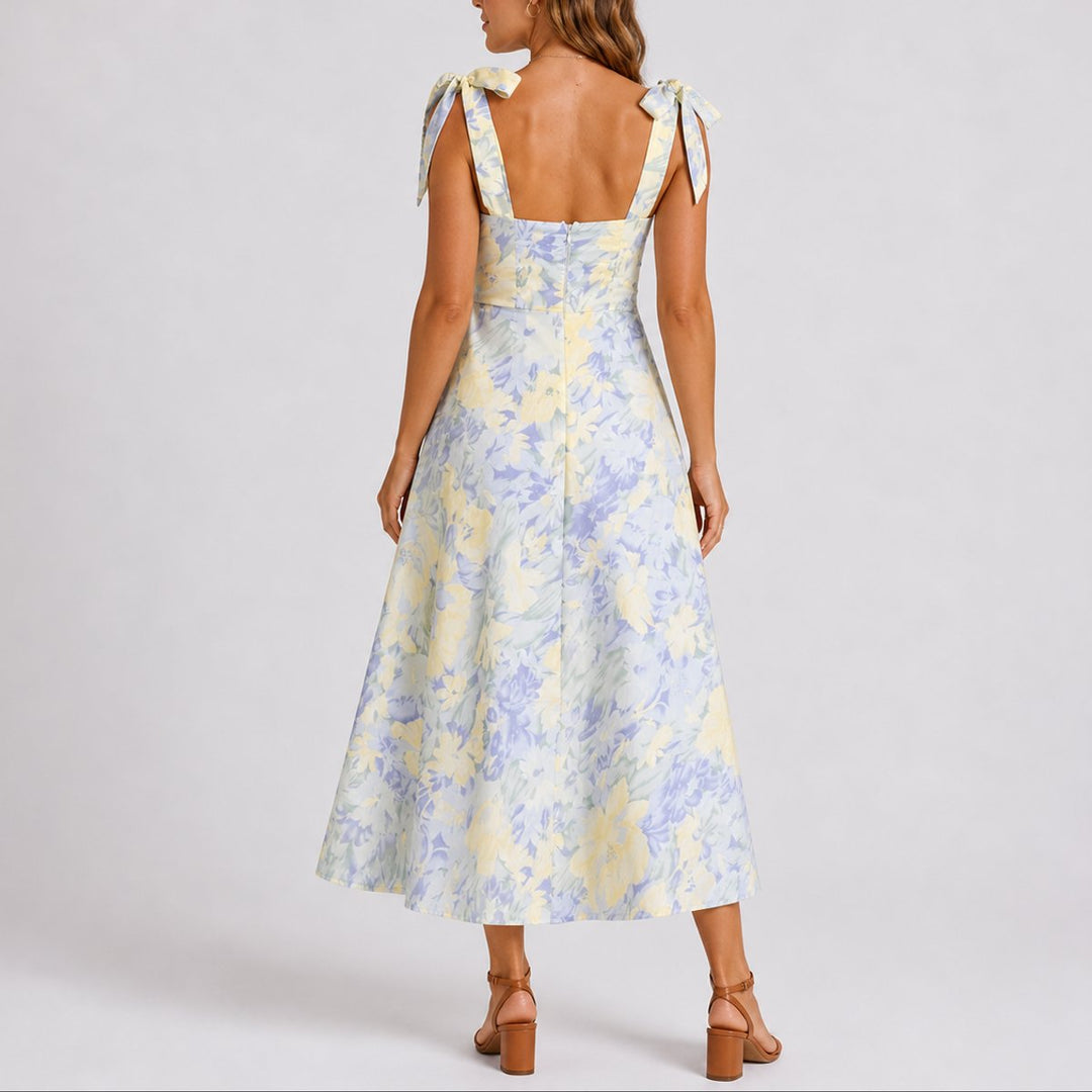 Women's Chiffon Floral Fall Wedding Guest Dress (3)