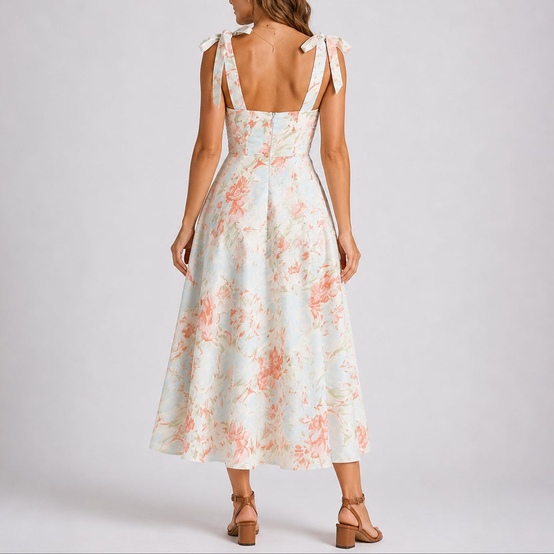 Women's Chiffon Floral Fall Wedding Guest Dress (4)