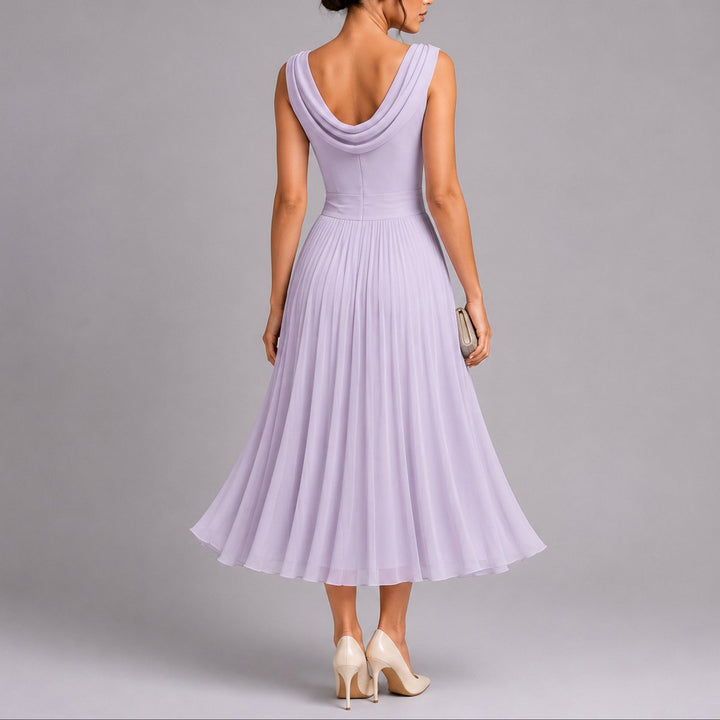 Women's Chiffon Midi Fall Wedding Guest Dress