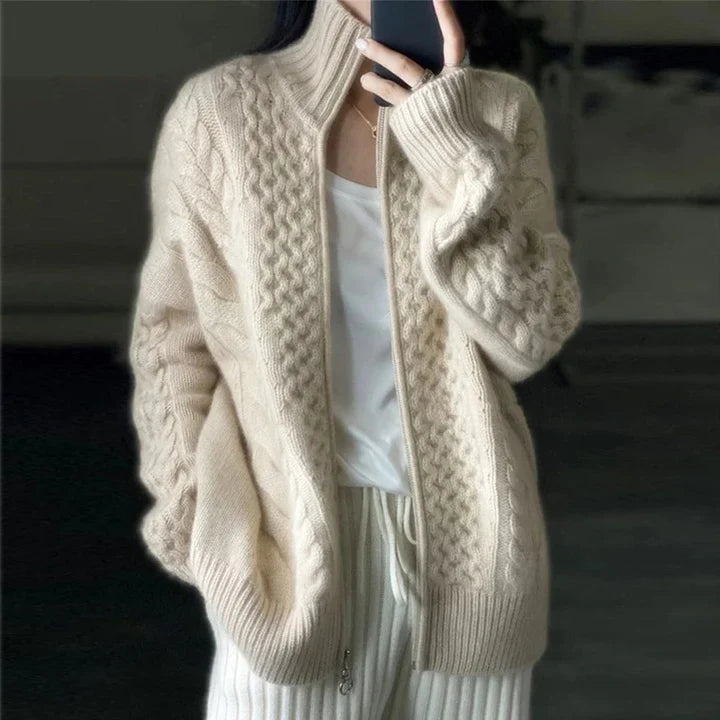 Women's Christmas Sweater Cardigan for Layering in Aprikose