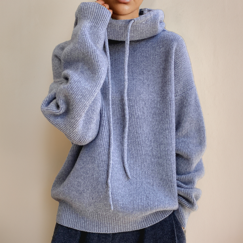 Women's Christmas Sweater with Merino Wool Turtleneck in Grey