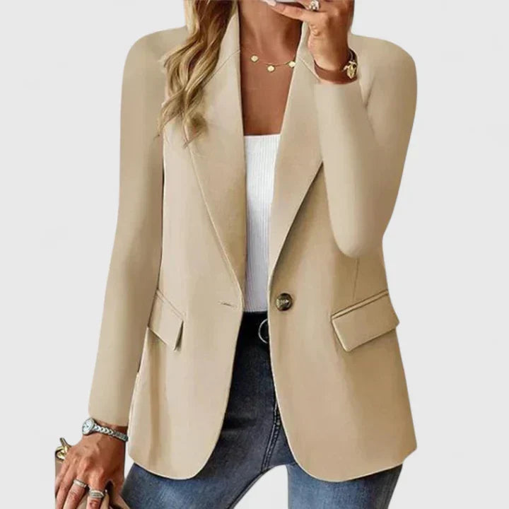 Women's Classic Tailored Blazer for Business in Beige