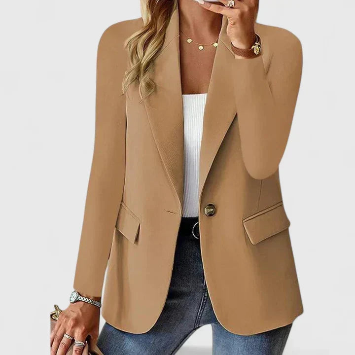 Women's Classic Tailored Blazer for Business in Brown