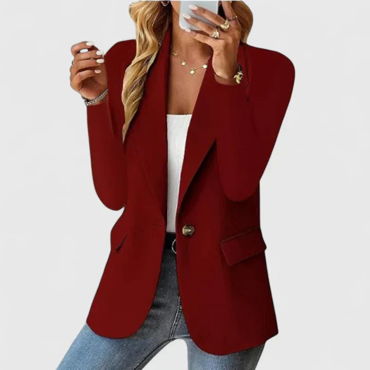 Women's Classic Tailored Blazer for Business in Burgund