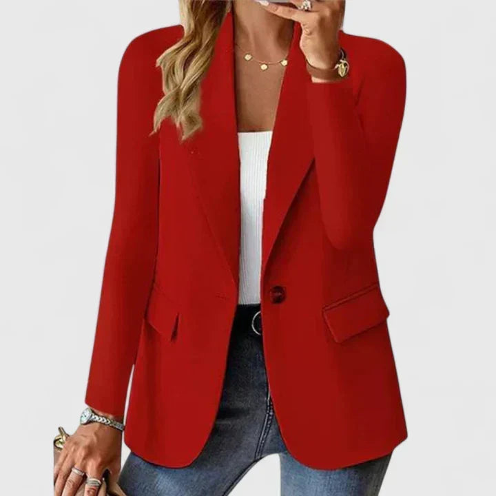 Women's Classic Tailored Blazer for Business in Red