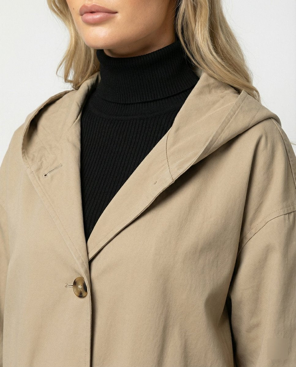 Women's Classic Waterproof Hooded Trench Coat (2)