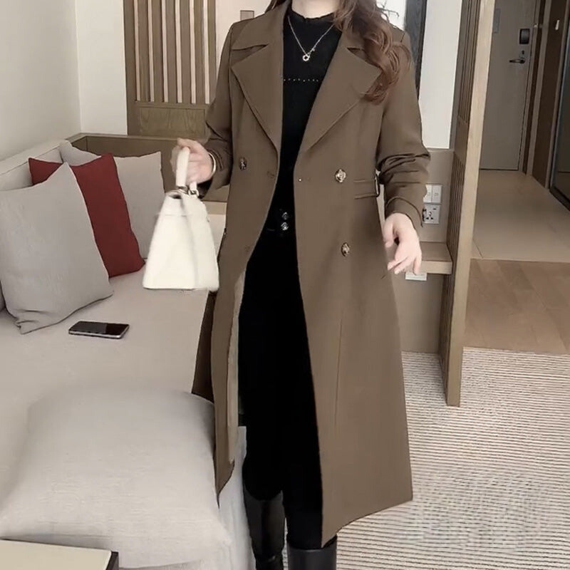 Women's Classic Wool Trenchcoat for Everyday Elegance in Brown