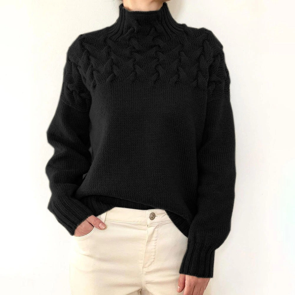 Women's Cloud-Soft Turtleneck Sweater for Layering in Black