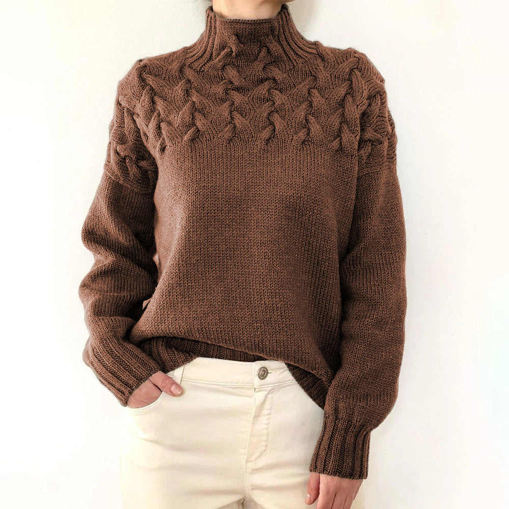 Women's Cloud-Soft Turtleneck Sweater for Layering in Brown