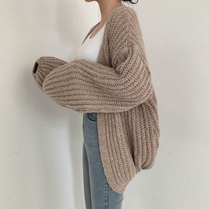 Women's Coarse Knit Open-Front Cardigan (3)