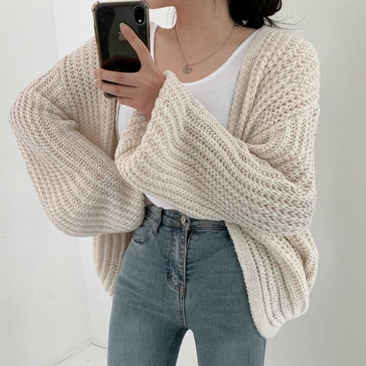 Women's Coarse Knit Open-Front Cardigan (5)