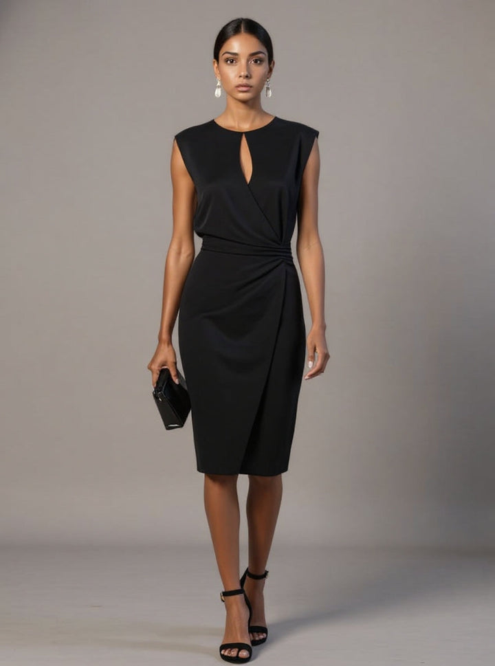 Women's Cocktail Dress for Fall Wedding Guests in Black