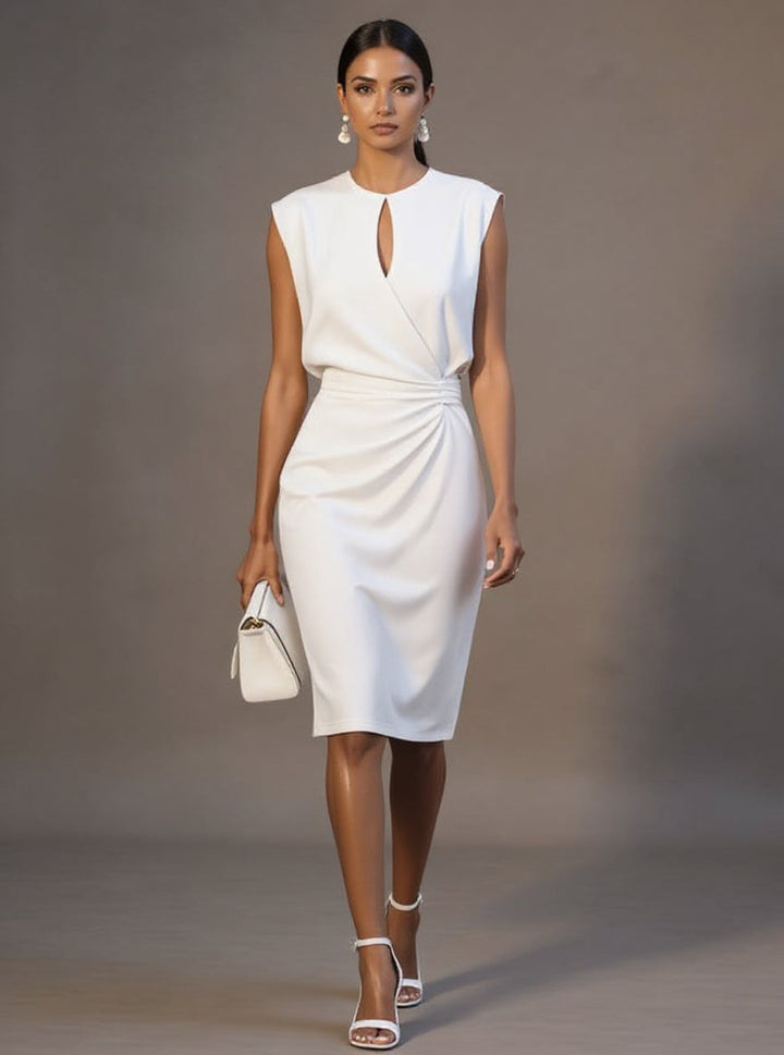 Women's Cocktail Dress for Fall Wedding Guests in White
