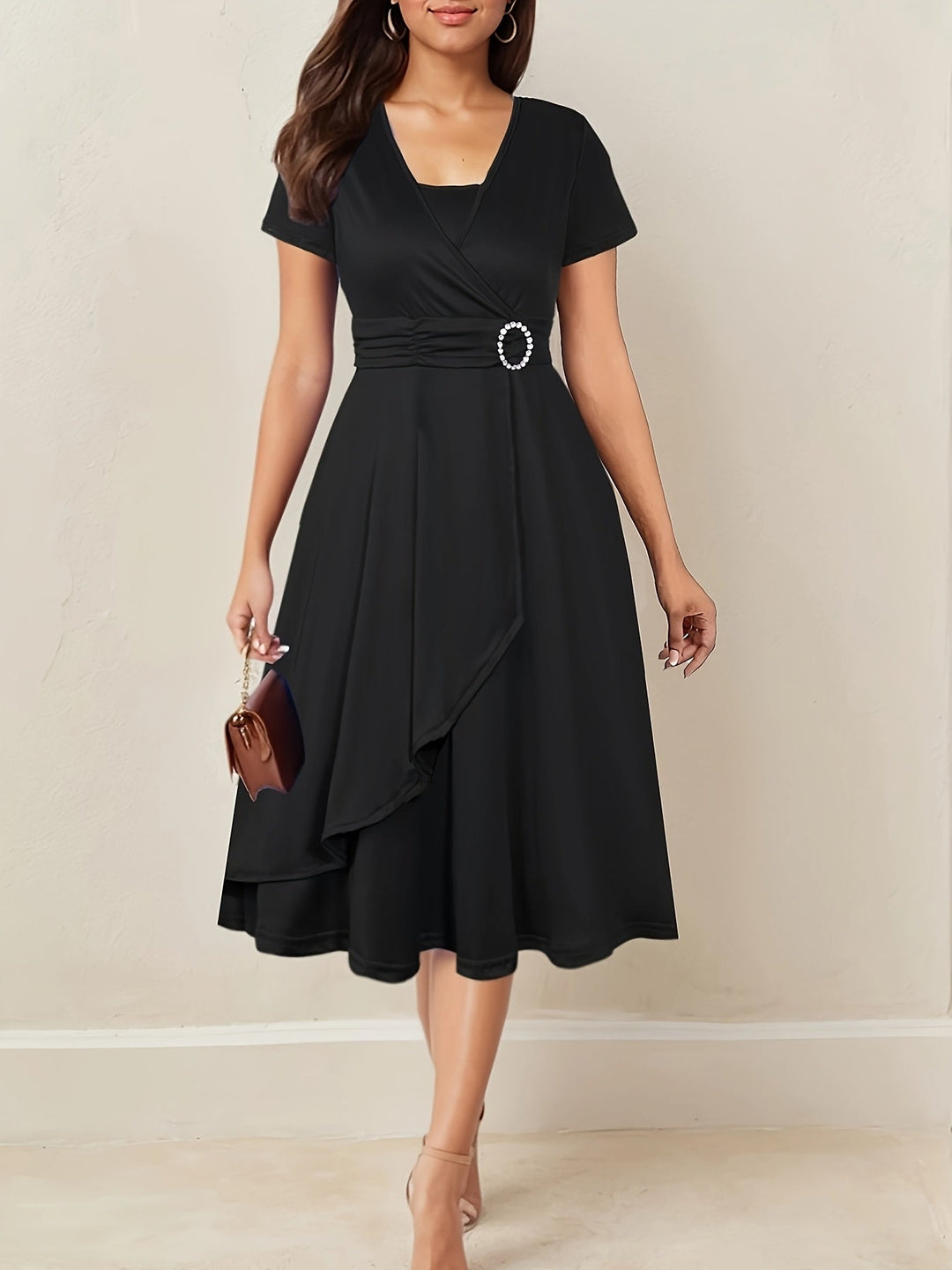 Women's Cocktail Dress Maxi for Holiday Parties in Black