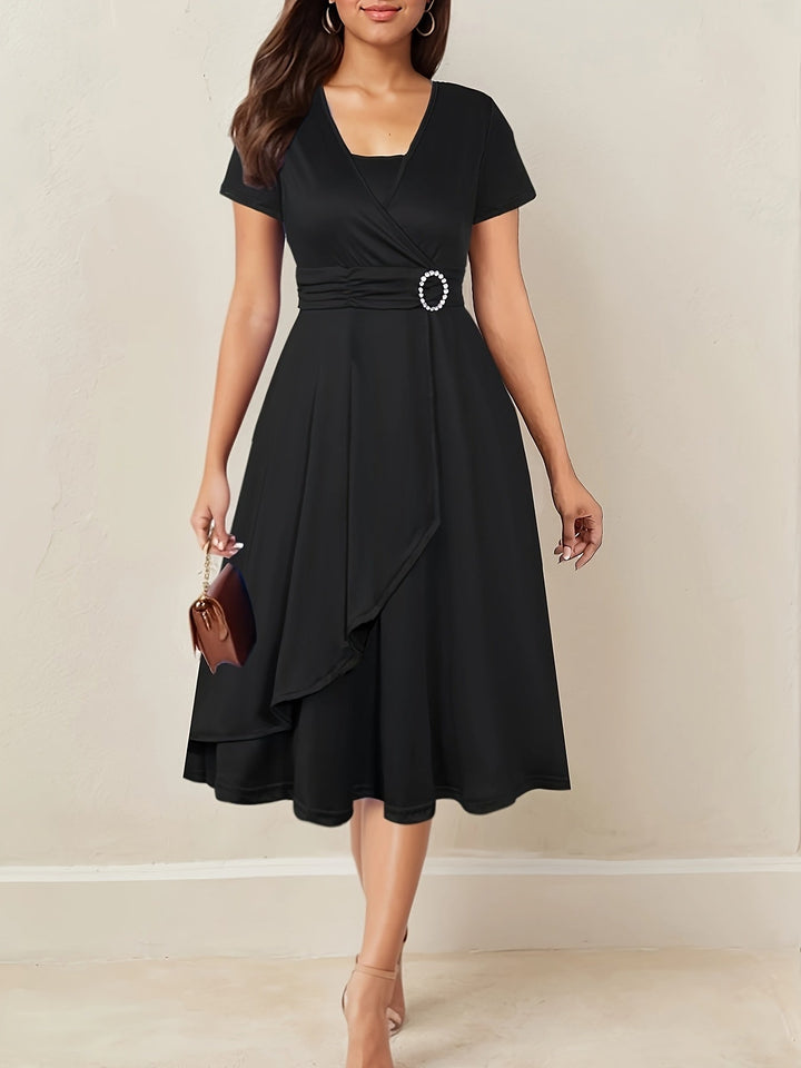 Women's Cocktail Dress Maxi for Holiday Parties in Black
