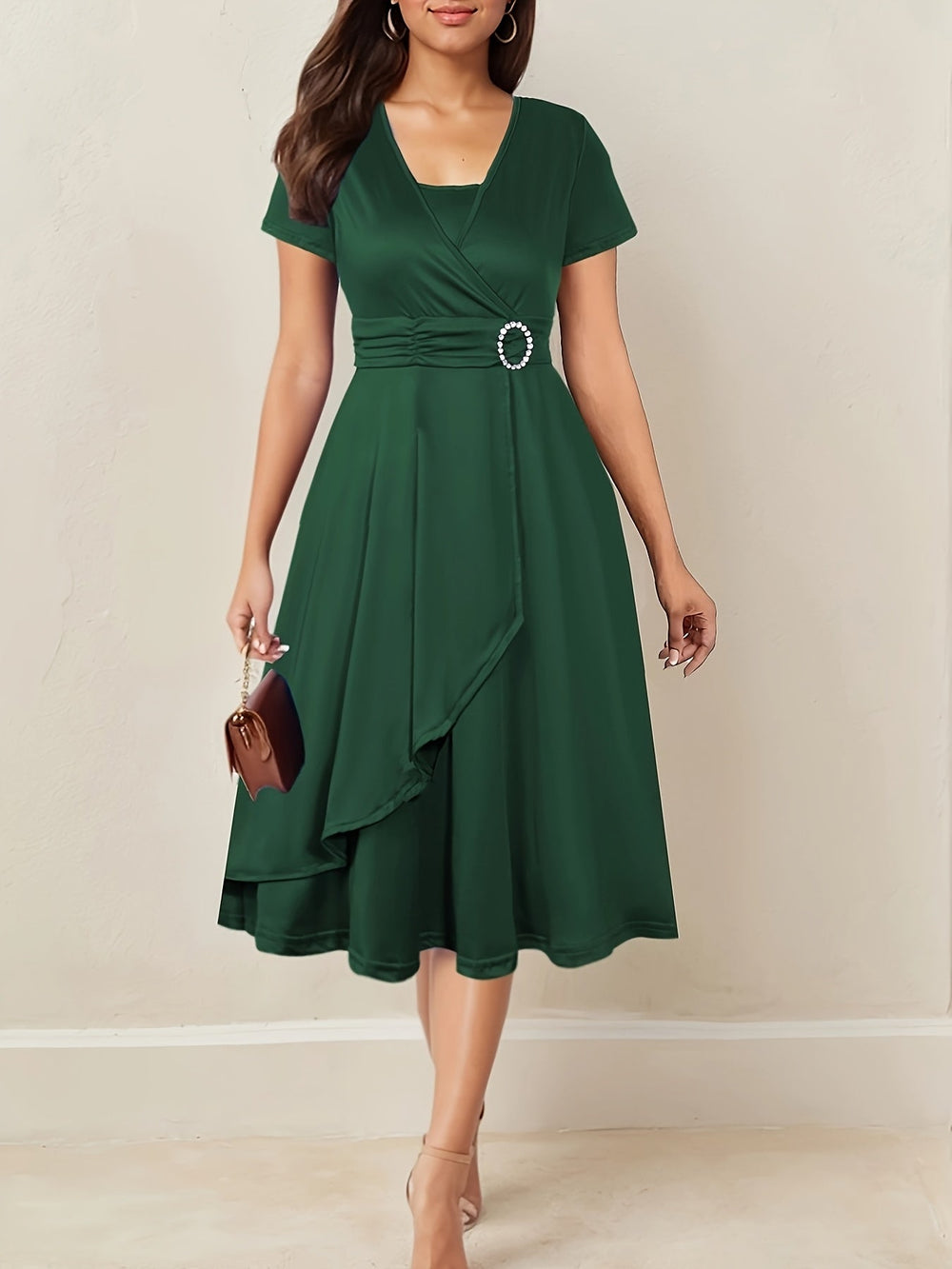 Women's Cocktail Dress Maxi for Holiday Parties in Dark Green
