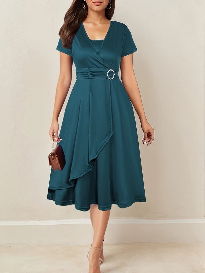 Women's Cocktail Dress Maxi for Holiday Parties in Dunkelcyan