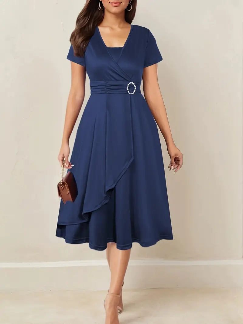 Women's Cocktail Dress Maxi for Holiday Parties in Navy