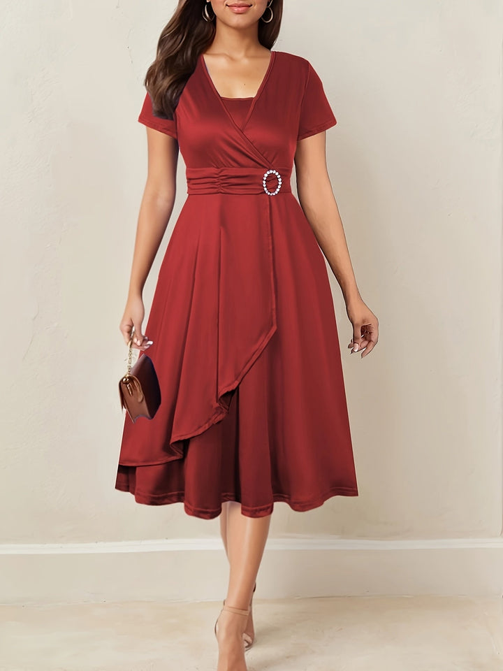 Women's Cocktail Dress Maxi for Holiday Parties in Red