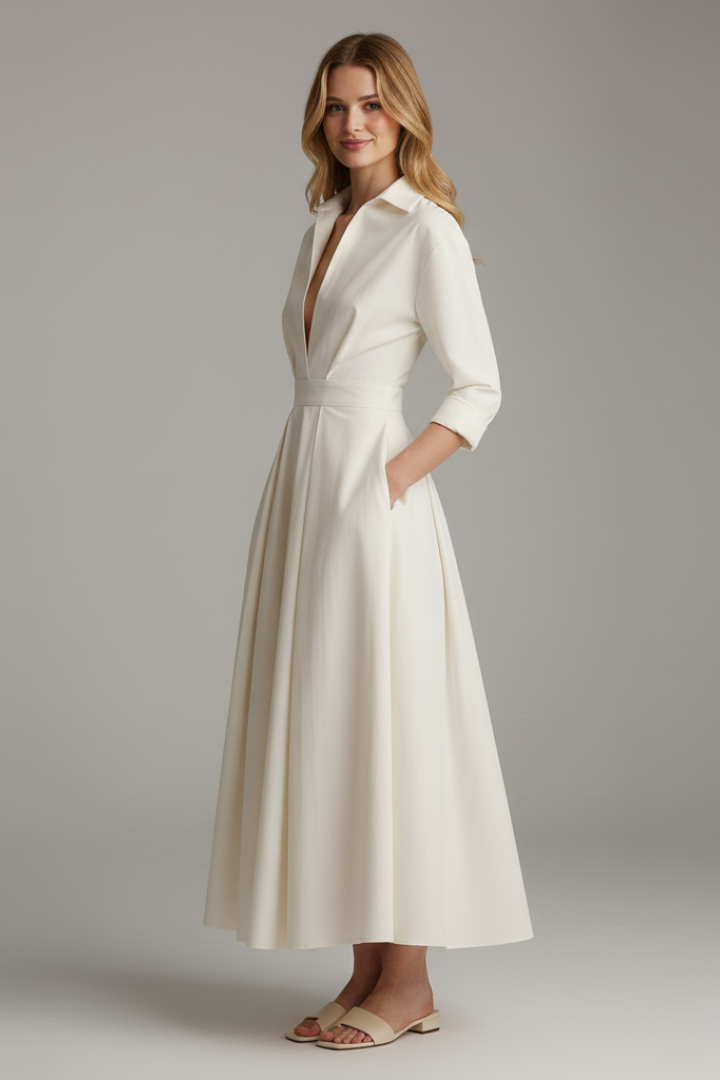 Women's Collared Fall Wedding Guest Dress (3)