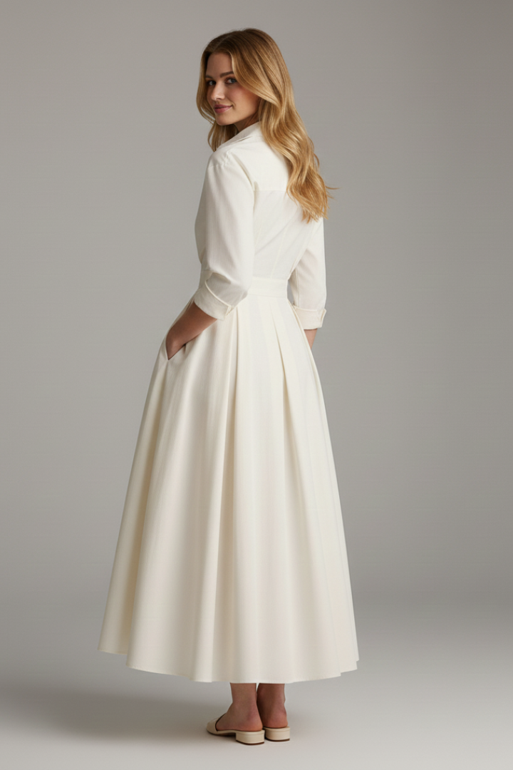 Women's Collared Fall Wedding Guest Dress (4)