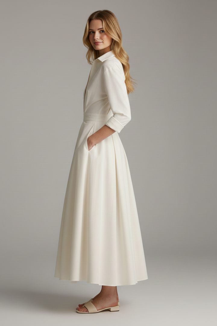 Women's Collared Fall Wedding Guest Dress (5)