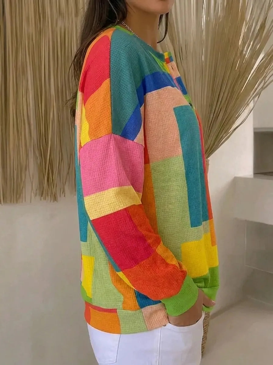 Women's Colorful Vintage Printed Sweatshirt (2)