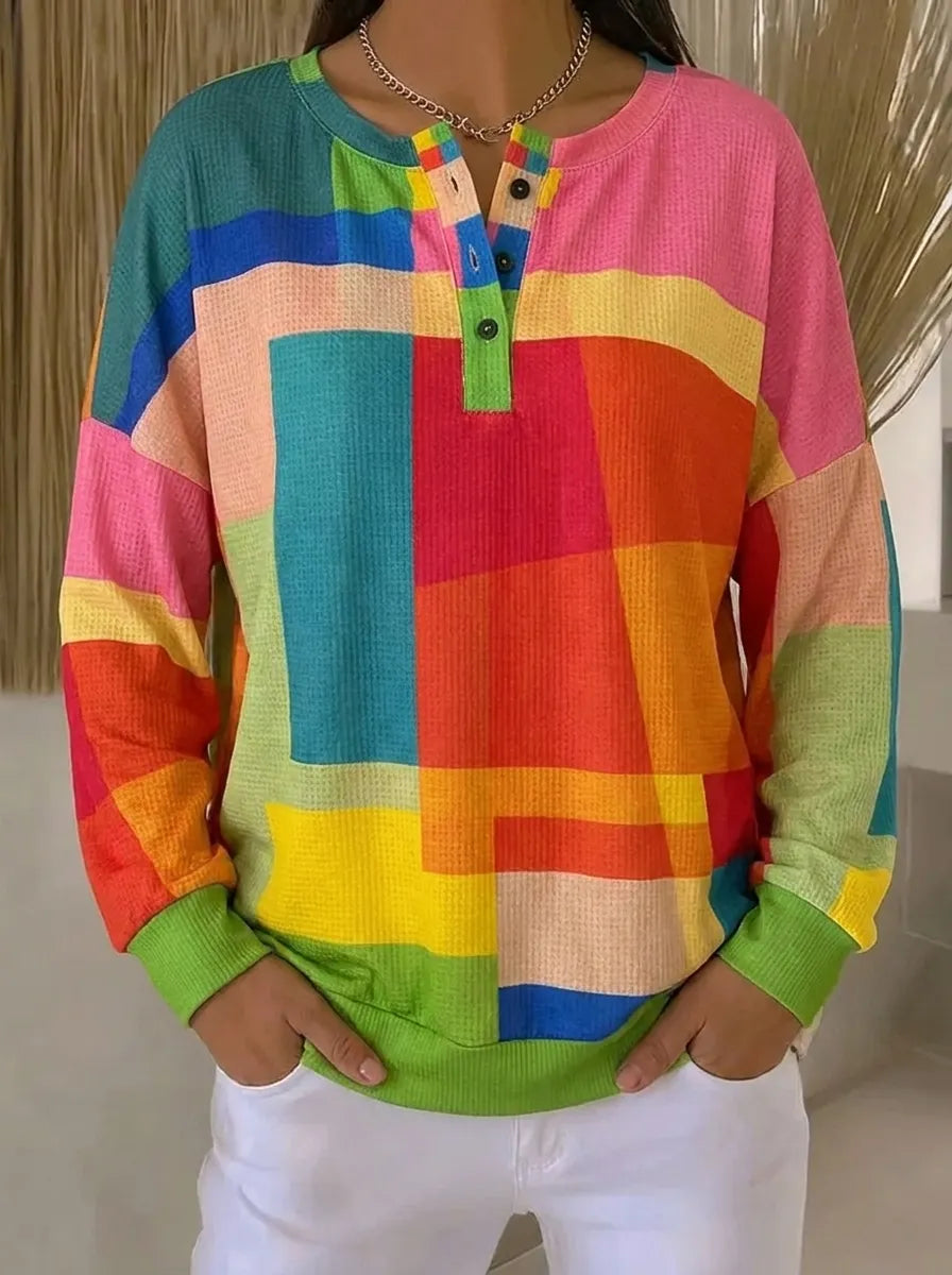 Women's Colorful Vintage Printed Sweatshirt in Multicolour