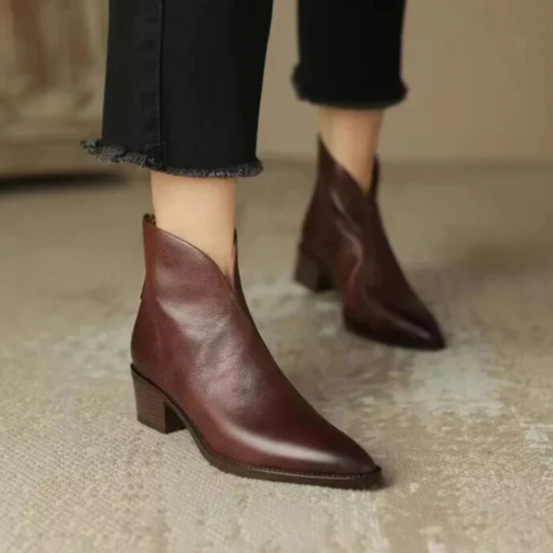 Women's Comfort Ankle Boots with Low Heel in Brown