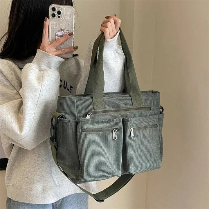 Women's Corduroy Crossbody Tote Bag for Work (3)