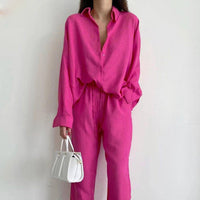 Harper | Women's Cotton Wide-Leg Blouse Pant Set