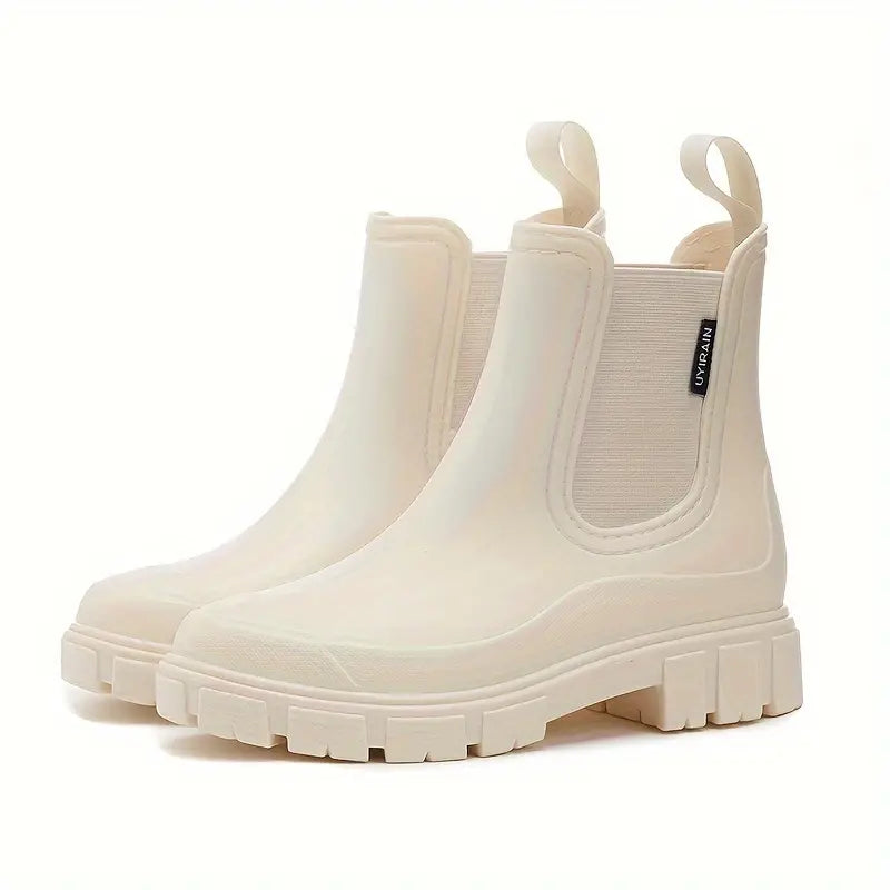 Women's Cowboy Boots Chelsea Waterproof Slip-On in Beige