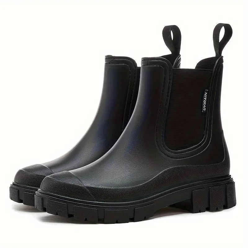 Women's Cowboy Boots Chelsea Waterproof Slip-On in Black