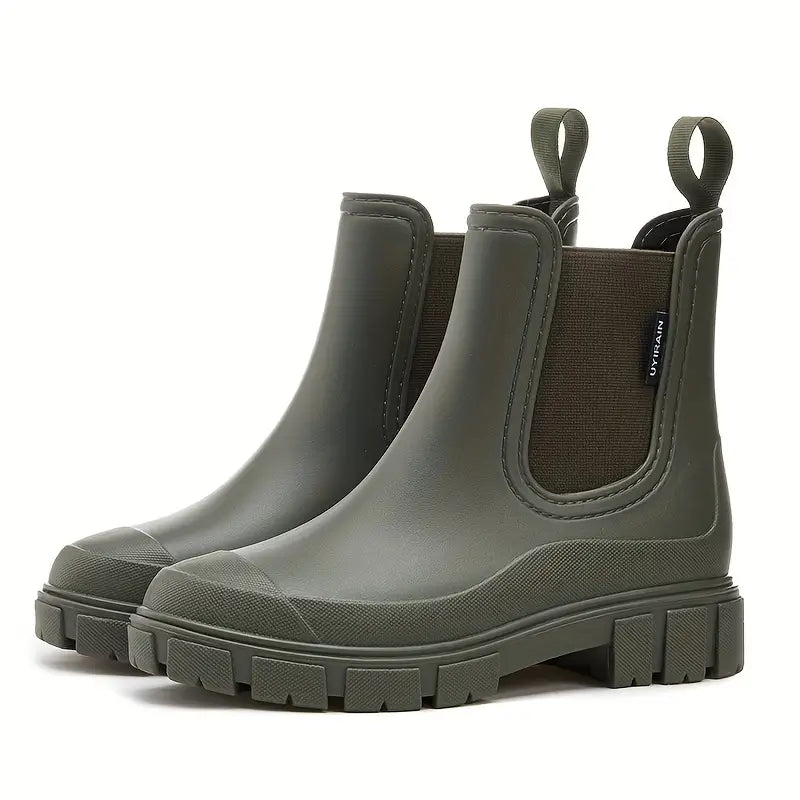 Women's Cowboy Boots Chelsea Waterproof Slip-On in Green