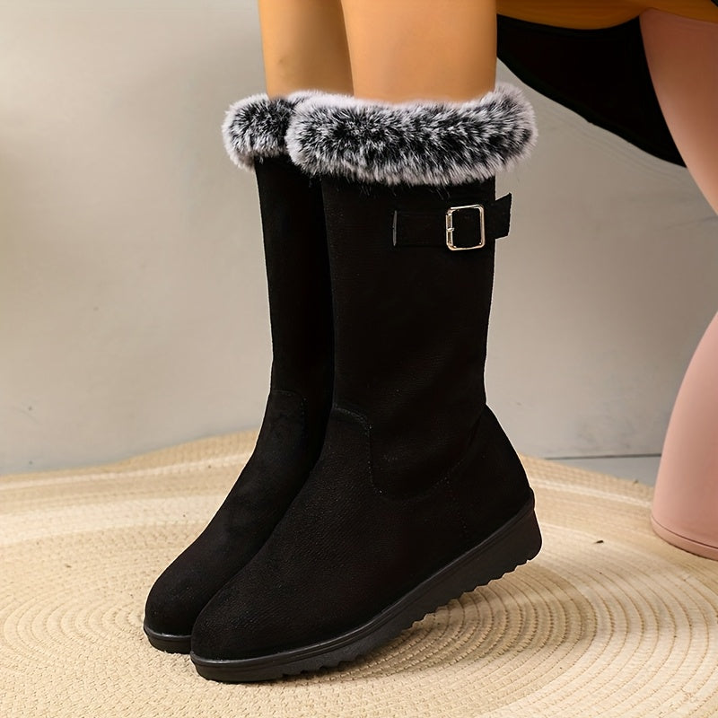 Women's Cowboy Boots, Fur-Trimmed for Winter (2)