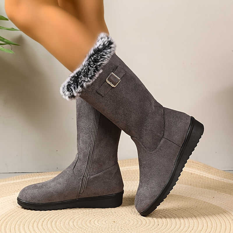Women's Cowboy Boots, Fur-Trimmed for Winter (3)