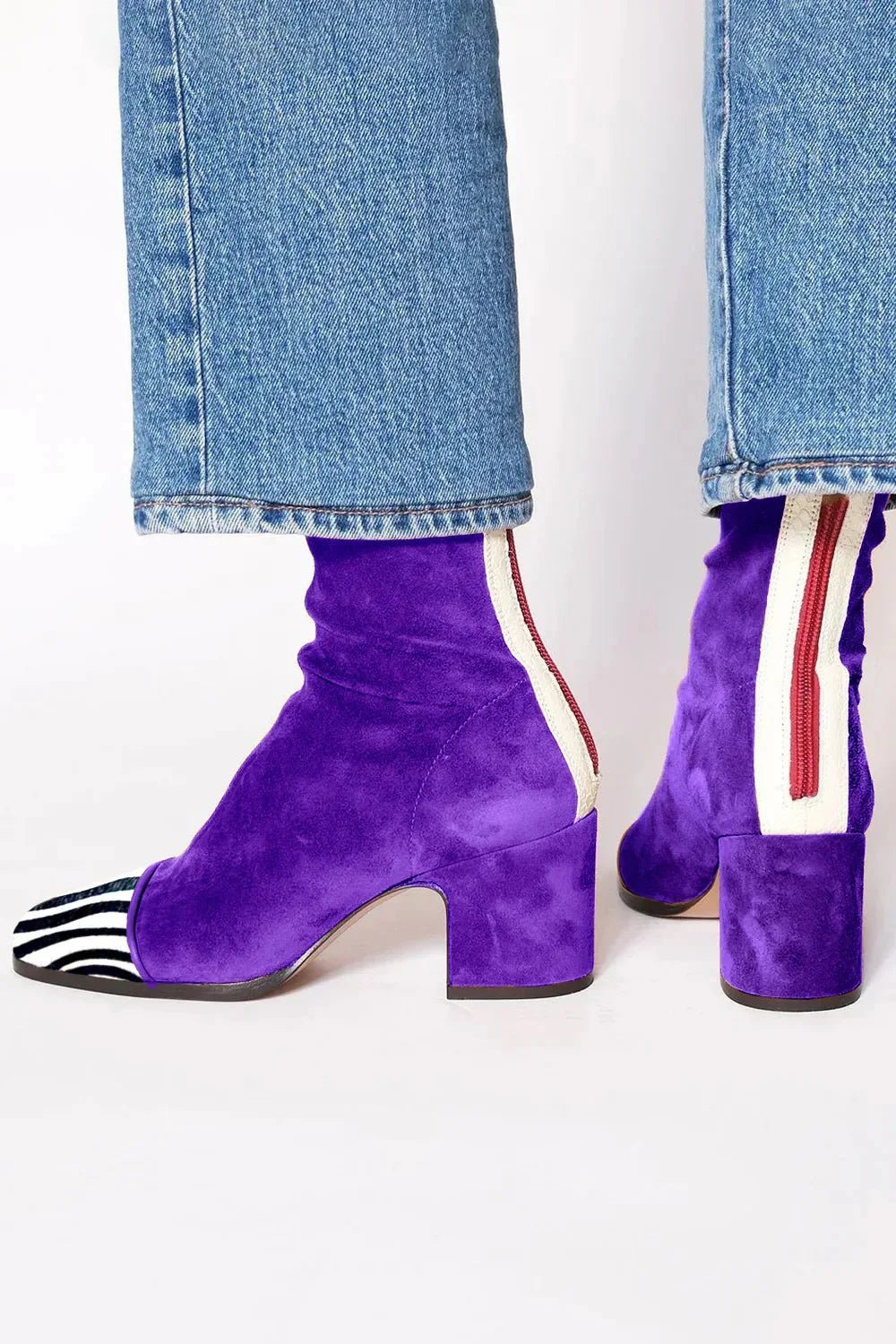 Women's Cowboy Boots in Elegant Suede, Mid-Calf in Purple