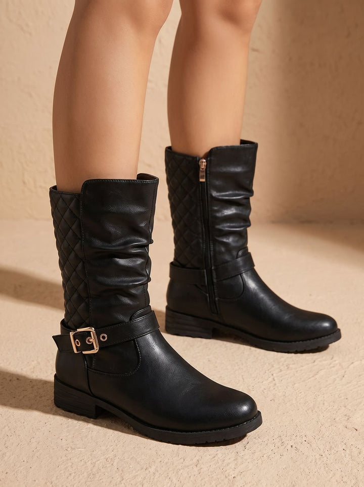 Women's Cowboy Boots Mid-Calf Casual Block Heel in Gold-coloured 1