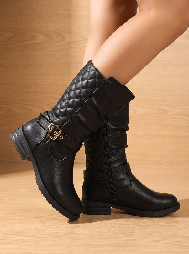 Women's Cowboy Boots Mid-Calf Casual Block Heel in Gold-coloured 2
